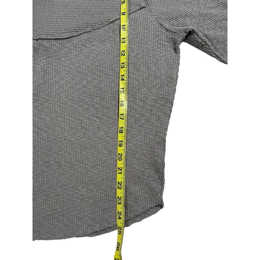 We The free people Sweatshirt Thermal Gray Ribbed Knit Size XS Buffy Sleeves - Picture 10 of 10